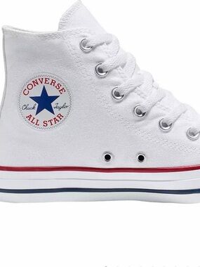 NWT Converse White High-Top Chuck Taylor Sneakers with Red & Blue Stripe
